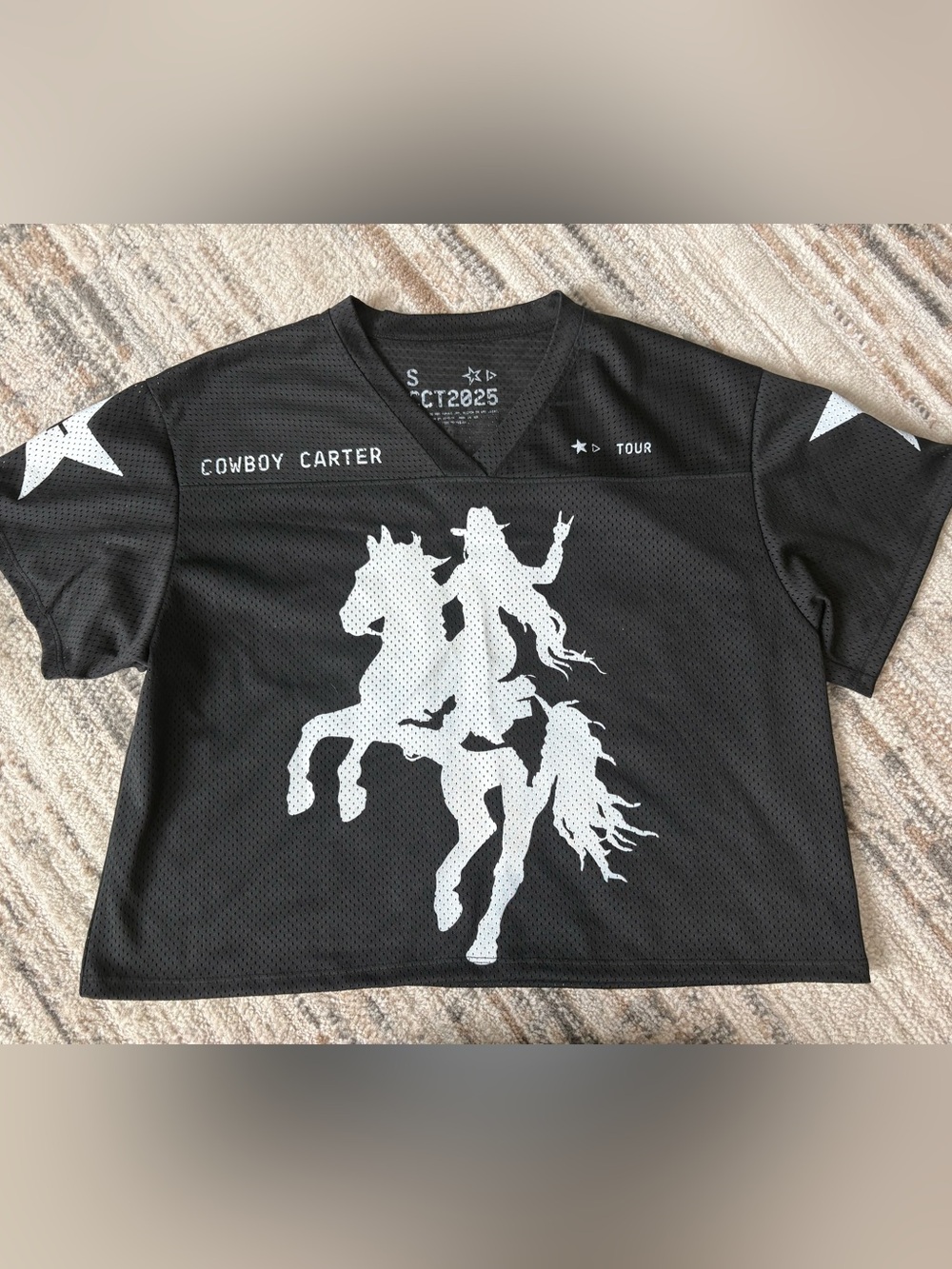 Beyoncé Cowboy Carter World Tour 2025 Official Crop Concert Jersey Black S Small
